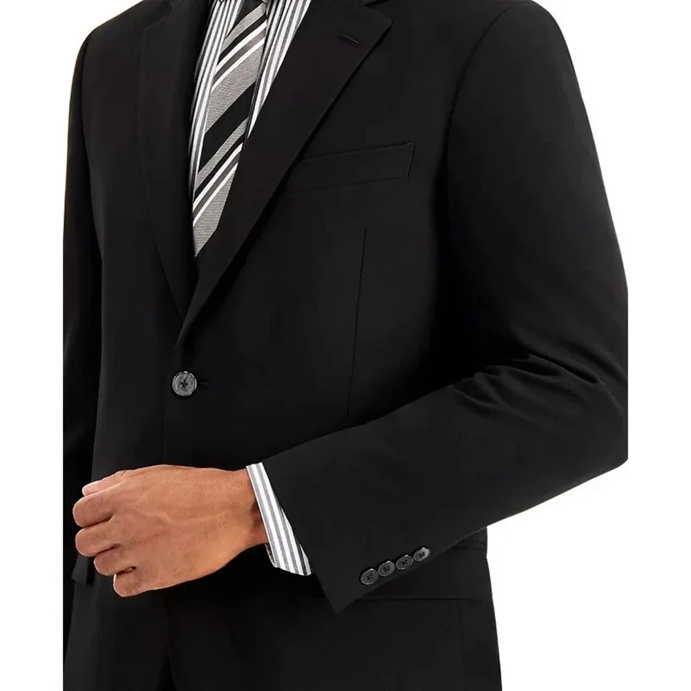 Nautica Men's‎ 2-pc Suit Blazer Jacket 48L Pants 42W Solid Black E111671